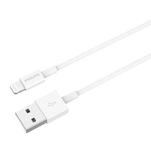 Philips 1.25m USB-A to Lightning Charging Cable Mfi Certified Connector For iPhone White