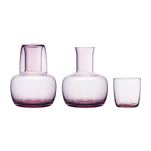 2pc Annabel Trends Water Carafe & Tumbler Glass Set Bulb Plum