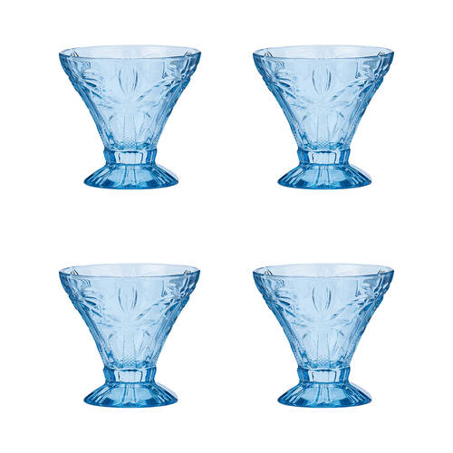 4pc Annabel Trends Cocktail Glass Palm Tree 270ml Cup Set - Blue