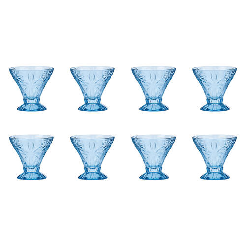 8pc Annabel Trends Cocktail Glass Palm Tree 270ml Cup Set - Blue