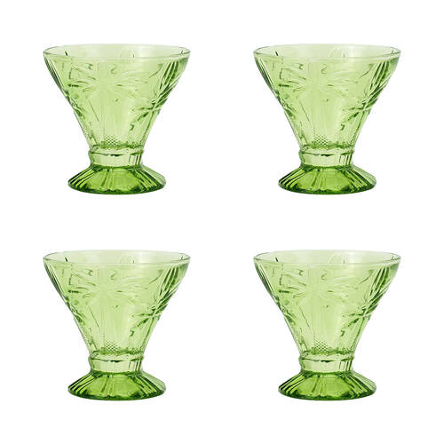 4pc Annabel Trends Cocktail Glass Palm Tree 270ml Cup Set - Green