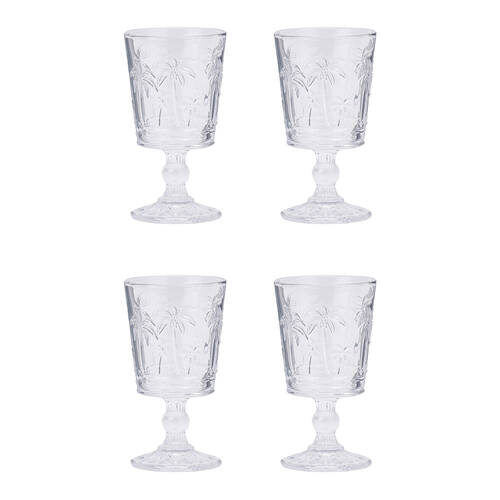 4pc Annabel Trends Goblet Glass Palm Tree Cup Set 16cm - Clear