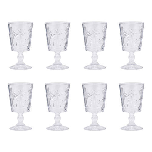 8pc Annabel Trends Goblet Glass Palm Tree Cup Set 16cm - Clear