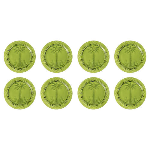 8pc Annabel Trends Glass Plate Palm Tree Food Dish Set - Green