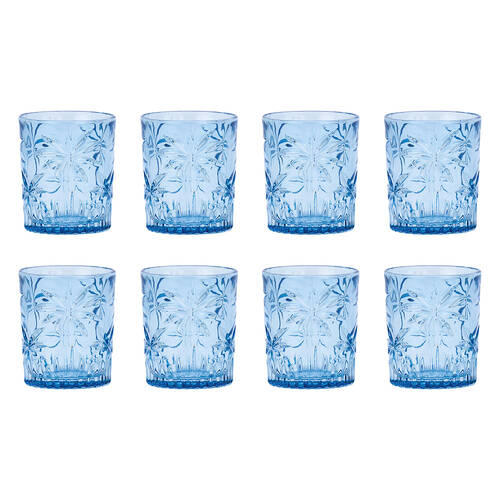 8pc Annabel Trends Tumbler Glass Palm Tree Cup Set 310ml - Blue