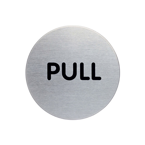 Durable Stainless Steel Pictogram Pull w/ Adhesive Pad - Silver
