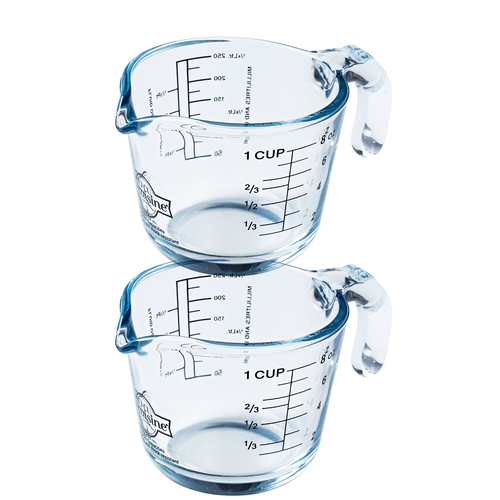 2x Cuisine Glass 0.25L Measuring Jug Cup w/ Handle - Clear