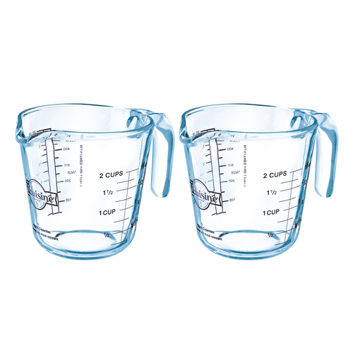 2x O Cuisine Glass 0.5L Measuring Jug Cup w/ Handle - Clear