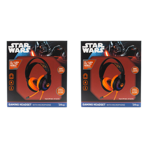2PK Star Wars Over-Ear Gaming Headset w/ Microphone - Orange/Black