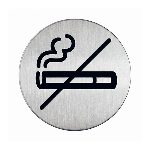Durable 8.3cm Pictogram No Smoking Stainless Steel Sign - Silver