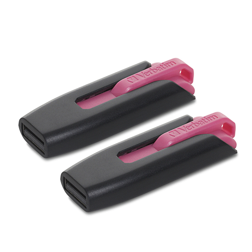 2x Verbatim Store'n'Go V3 16GB USB 3.0 Stick Drive - Hot Pink