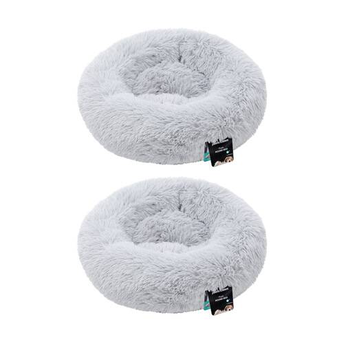 2PK Paws and Claws Round Bed Small 50x50x15cm Super Plush Washable Assorted
