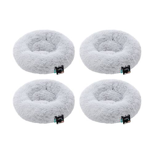 4PK Paws and Claws Round Bed Small 50x50x15cm Super Plush Washable Assorted