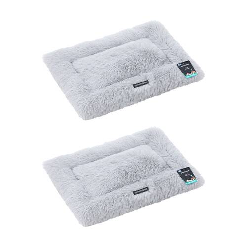 2PK Paws and Claws Pet Mat Medium 70x50x4cm Light Grey Super Plush Washable