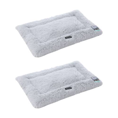 2PK Paws and Claws Pet Mat Large 90x60x4cm Light Grey Super Plush Washable