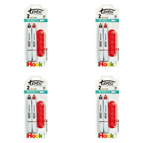 8pc Texta Whiteboard Markers Black/Red w/ Magnetic Hook