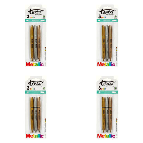 12pc Texta Non-Toxic Metallic Markers Gold/Silver/Bronze