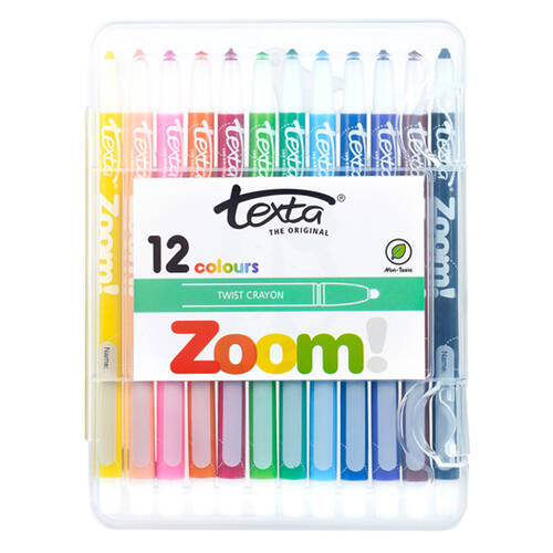 12pc Texta Zoom Twist Crayons Hard Case Wallet