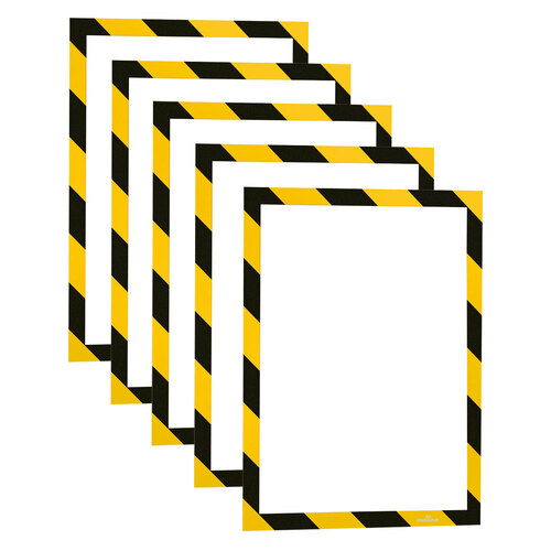 5PK Durable Duraframe Magnetic Security A4 Warning Sign - Yellow/Black