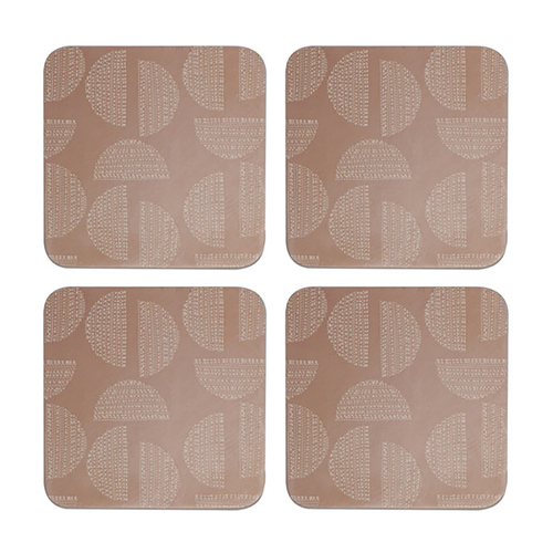 4PK Ladelle Splice Hardboard Square Cup Coaster 10cm Holder - Ginger