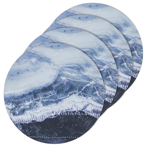 4pc Ladelle Hardboard Cork Backed Marble Kitchenware Placemat 30x30cm
