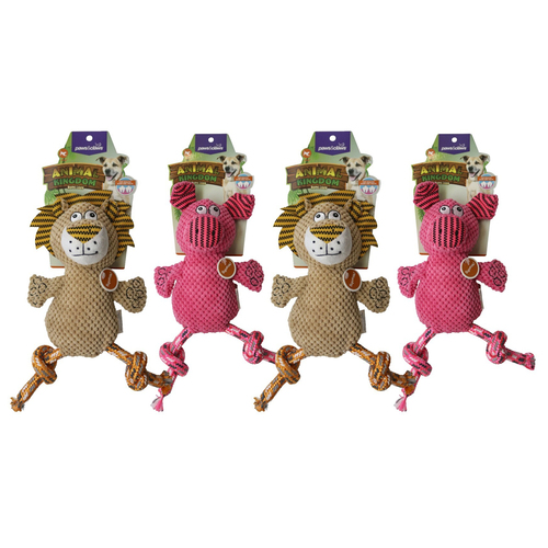 2PK Paws & Claws 35cm Animal Kingdom Rope Leg Pet Toy - Assorted
