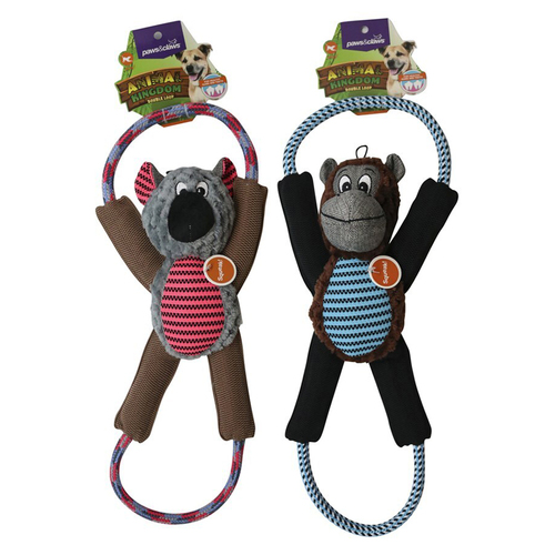 2PK Paws & Claws Animal Kingdom Double Loop Pet/Dog Toy 57cm Assorted