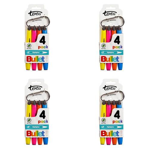 16pc Texta 1-4mm Bullet Highlighter Non-Toxic Yellow/Pink/Orange/Blue