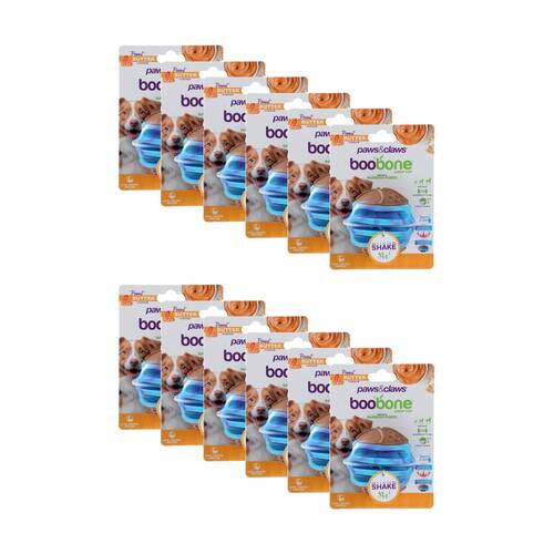 12PK Paws and Claws Boobone TPR Giggle Ball Chicken & Peanut Butter Assorted