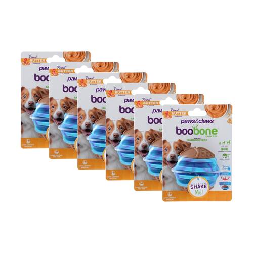6PK Paws and Claws Boobone TPR Giggle Ball Chicken & Peanut Butter Assorted