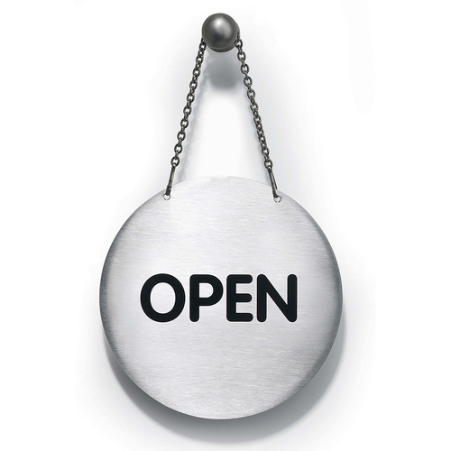 Durable Pictogram Open/Closed Sign 130mm Silver Stainless Steel