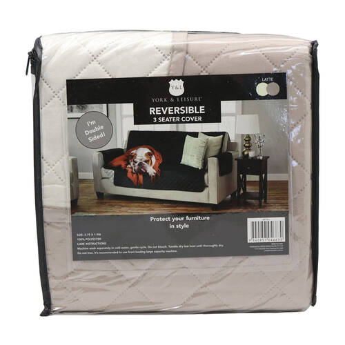 York & Leisure Reversible 3 Seater Couch Cover - Latte