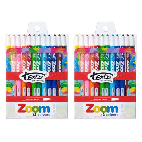 2x 12pc Texta The Original Zoom Crayons