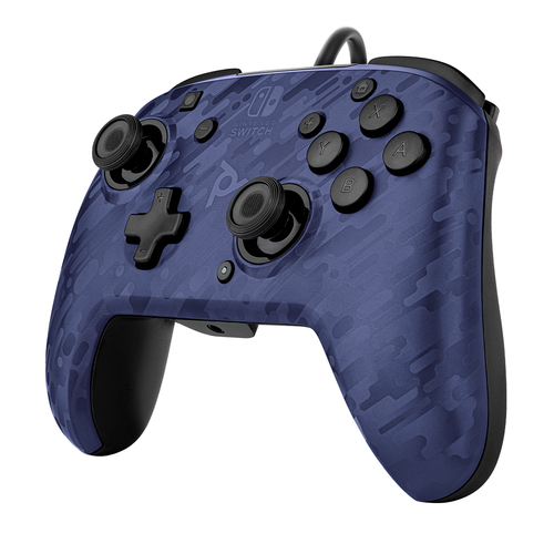 PDP Gaming Switch Faceoff Deluxe + Nintendo Switch Wired Controller Blue Camo