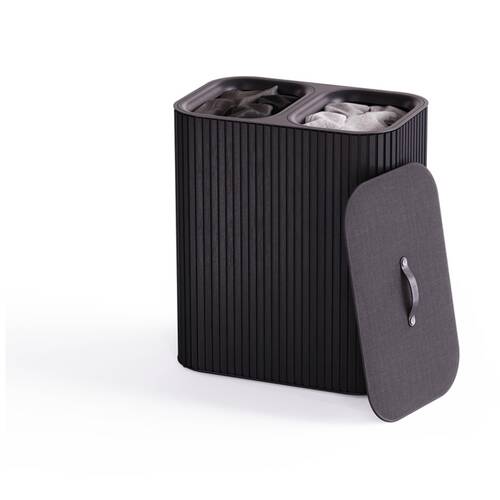 Joseph Joseph 90L Laundry Basket 3 Compartments W/ Drop-In Handles Black