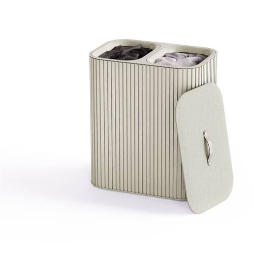 Joseph Joseph 90L Laundry Basket 3 Compartments W/ Drop-In Handles Ecru