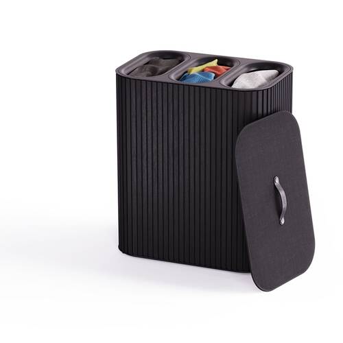 Joseph Joseph 90L Laundry Basket 3 Compartments W/ Drop-In Handles Black
