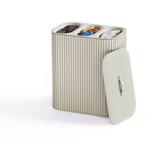 Joseph Joseph 90L Laundry Basket 3 Compartments W/ Drop-In Handles Ecru