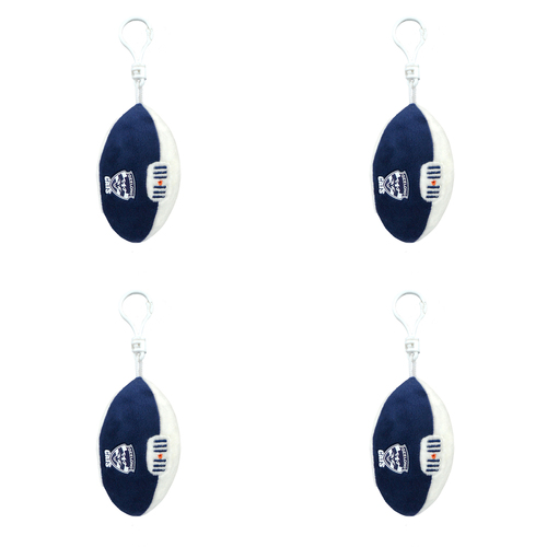 4PK AFL Geelong Footy Keyclip Hanging Bag Accessory 10cm