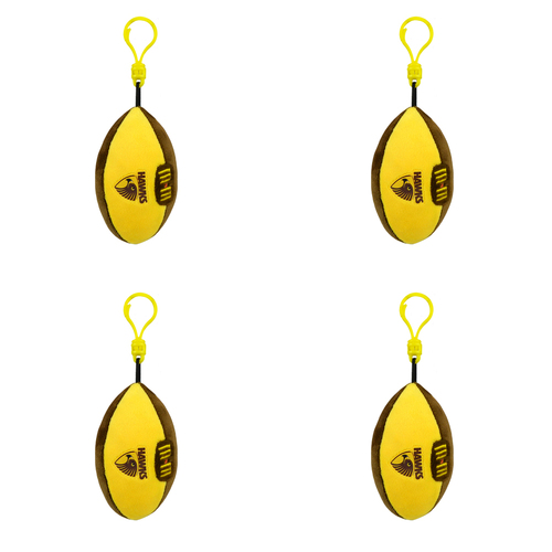 4PK AFL Hawthorn Footy Keyclip Hanging Bag Accessory 10cm