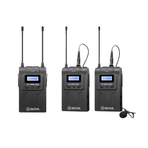 3pc Boya By-WM8 Pro-K2 UHF Dual-Channel Wireless Microphone System - Black