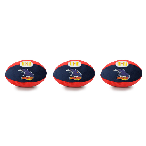 3PK AFL Footy Adelaide Soft Plush Ball Kids/Children Toy 18cm