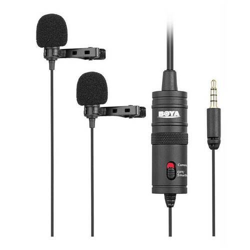 Boya By-M1DM Dual Lavalier Clip-On Microphone For Phone/DSLR - Black