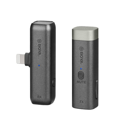 2pc Boya By-WM3D True Wireless Mini Microphone Set For iOS Devices - Black