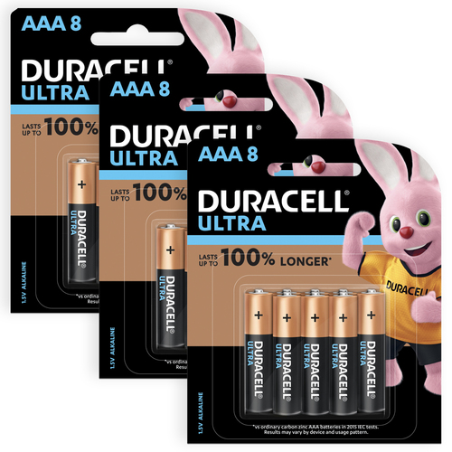 3x 8pc Duracell Ultra AAA  Batteries Compact Short Packaging Set
