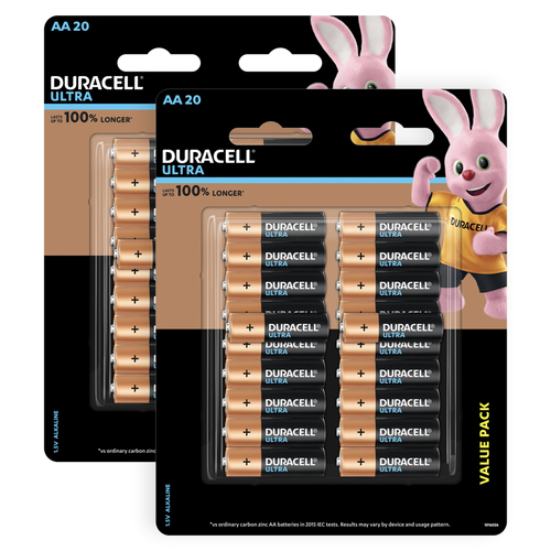 2x 20pc Duracell Ultra AA 1.5V Alkaline Long Lasting Batteries