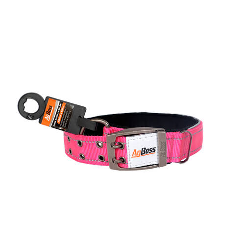 AgBoss Working Farm Pet Dog Collar Reflective Hot Pink 0.04x65cm 26 inch