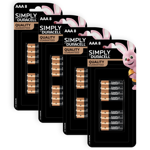 4x 8pc Duracell Simply AAA 1.5V Alkaline Long Lasting Batteries