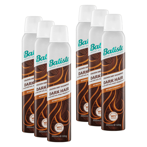 6pc Batiste 200ml Dark Hair Colour Dry Shampoo Spray