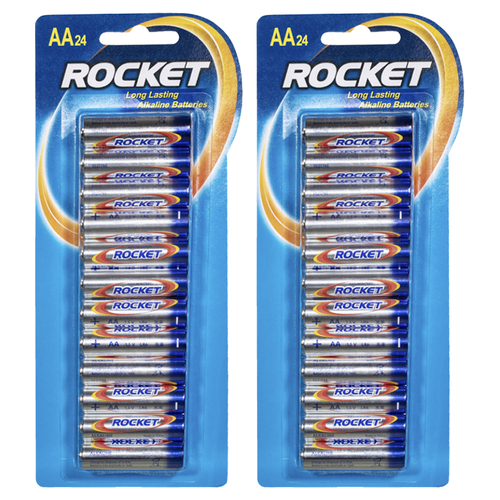 2x 24pc Rocket AA 1.5V Alkaline Long Lasting Batteries